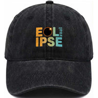 2026 Total Solar Eclipse Retro Typography Washed Cotton Baseball Cap August 12 Totality Astronomy Gift