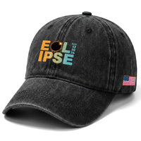 2026 Total Solar Eclipse Retro Typography Washed Cotton Baseball Cap August 12 Totality Astronomy Gift