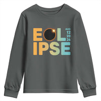 2026 Total Solar Eclipse Retro Typography Youth Sweatshirt August 12 Totality Astronomy Gift