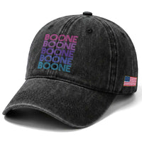 Retro Boone Name Lover Neon Gradient Typography Washed Cotton Baseball Cap