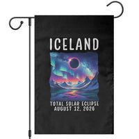 Iceland Total Solar Eclipse 2026 Aurora Garden Flag Totality Northern Lights Astronomy Travel Gift