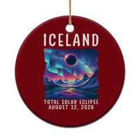 Iceland Total Solar Eclipse 2026 Aurora Ceramic Ornament Totality Northern Lights Astronomy Travel Gift