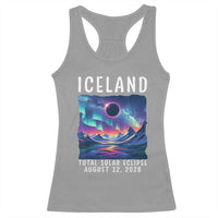 Iceland Total Solar Eclipse 2026 Aurora Racerback Tank Top Totality Northern Lights Astronomy Travel Gift