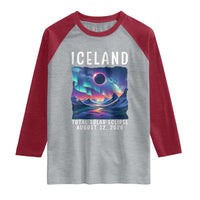 Iceland Total Solar Eclipse 2026 Aurora Raglan Shirt Totality Northern Lights Astronomy Travel Gift