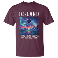 Iceland Total Solar Eclipse 2026 Aurora T Shirt Totality Northern Lights Astronomy Travel Gift