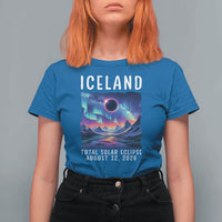 Iceland Total Solar Eclipse 2026 Aurora T Shirt For Women Totality Northern Lights Astronomy Travel Gift
