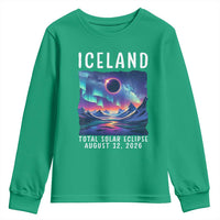 Iceland Total Solar Eclipse 2026 Aurora Youth Sweatshirt Totality Northern Lights Astronomy Travel Gift