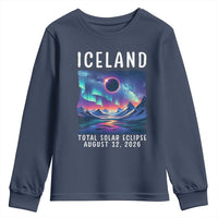 Iceland Total Solar Eclipse 2026 Aurora Youth Sweatshirt Totality Northern Lights Astronomy Travel Gift