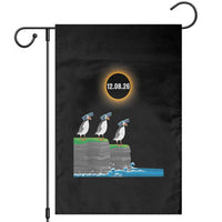 Cute Cartoon Puffins 2026 Total Solar Eclipse Garden Flag August 12 Totality Funny Astronomy Gift