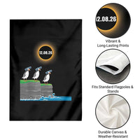 Cute Cartoon Puffins 2026 Total Solar Eclipse Garden Flag August 12 Totality Funny Astronomy Gift