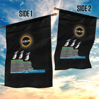 Cute Cartoon Puffins 2026 Total Solar Eclipse Garden Flag August 12 Totality Funny Astronomy Gift