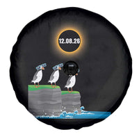 Cute Cartoon Puffins 2026 Total Solar Eclipse Spare Tire Cover August 12 Totality Funny Astronomy Gift