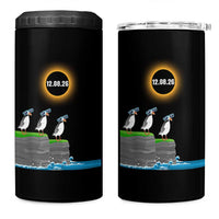 Cute Cartoon Puffins 2026 Total Solar Eclipse 4 in 1 Can Cooler Tumbler August 12 Totality Funny Astronomy Gift