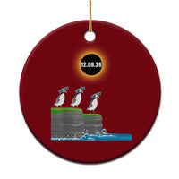 Cute Cartoon Puffins 2026 Total Solar Eclipse Ceramic Ornament August 12 Totality Funny Astronomy Gift