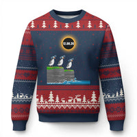 Cute Cartoon Puffins 2026 Total Solar Eclipse Ugly Christmas Sweater August 12 Totality Funny Astronomy Gift