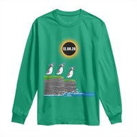 Cute Cartoon Puffins 2026 Total Solar Eclipse Long Sleeve Shirt August 12 Totality Funny Astronomy Gift
