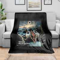 Puffin Selfie August 12 2026 Total Solar Eclipse Throw Blanket Funny Totality Photographic Astronomy Souvenir