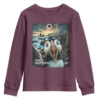 Puffin Selfie August 12 2026 Total Solar Eclipse Youth Sweatshirt Funny Totality Photographic Astronomy Souvenir