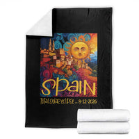 Spain 2026 Total Solar Eclipse Sun Face Graphic Throw Blanket Espana Totality Travel Memorabilia Astronomy Geek Gift