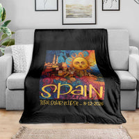Spain 2026 Total Solar Eclipse Sun Face Graphic Throw Blanket Espana Totality Travel Memorabilia Astronomy Geek Gift