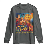 Spain 2026 Total Solar Eclipse Sun Face Graphic Long Sleeve Shirt Espana Totality Travel Memorabilia Astronomy Geek Gift