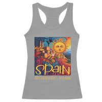Spain 2026 Total Solar Eclipse Sun Face Graphic Racerback Tank Top Espana Totality Travel Memorabilia Astronomy Geek Gift