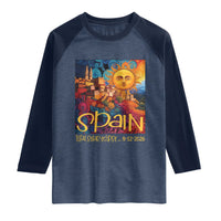 Spain 2026 Total Solar Eclipse Sun Face Graphic Raglan Shirt Espana Totality Travel Memorabilia Astronomy Geek Gift