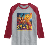 Spain 2026 Total Solar Eclipse Sun Face Graphic Raglan Shirt Espana Totality Travel Memorabilia Astronomy Geek Gift