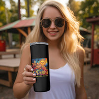 Spain 2026 Total Solar Eclipse Sun Face Graphic Skinny Tumbler Espana Totality Travel Memorabilia Astronomy Geek Gift