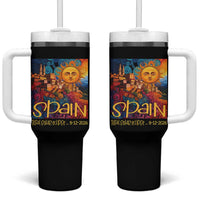 Spain 2026 Total Solar Eclipse Sun Face Graphic Tumbler With Handle Espana Totality Travel Memorabilia Astronomy Geek Gift