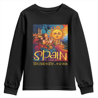 Spain 2026 Total Solar Eclipse Sun Face Graphic Youth Sweatshirt Espana Totality Travel Memorabilia Astronomy Geek Gift