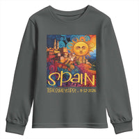 Spain 2026 Total Solar Eclipse Sun Face Graphic Youth Sweatshirt Espana Totality Travel Memorabilia Astronomy Geek Gift