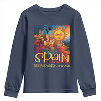 Spain 2026 Total Solar Eclipse Sun Face Graphic Youth Sweatshirt Espana Totality Travel Memorabilia Astronomy Geek Gift