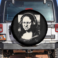 Funny Mona Lisa Wearing Headphones Bass Face Meme Spare Tire Cover Funny Classical Fine Art Parody Music Producer Graphic