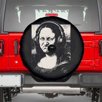 Funny Mona Lisa Wearing Headphones Bass Face Meme Spare Tire Cover Funny Classical Fine Art Parody Music Producer Graphic