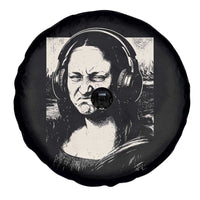 Funny Mona Lisa Wearing Headphones Bass Face Meme Spare Tire Cover Funny Classical Fine Art Parody Music Producer Graphic