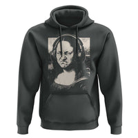 Funny Mona Lisa Wearing Headphones Bass Face Meme Hoodie Funny Classical Fine Art Parody Music Producer Graphic