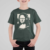 Funny Mona Lisa Wearing Headphones Bass Face Meme T Shirt For Kid Funny Classical Fine Art Parody Music Producer Graphic