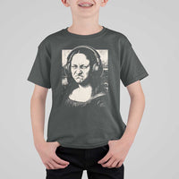 Funny Mona Lisa Wearing Headphones Bass Face Meme T Shirt For Kid Funny Classical Fine Art Parody Music Producer Graphic