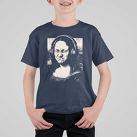Funny Mona Lisa Wearing Headphones Bass Face Meme T Shirt For Kid Funny Classical Fine Art Parody Music Producer Graphic