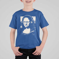 Funny Mona Lisa Wearing Headphones Bass Face Meme T Shirt For Kid Funny Classical Fine Art Parody Music Producer Graphic