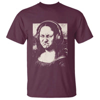 Funny Mona Lisa Wearing Headphones Bass Face Meme T Shirt Funny Classical Fine Art Parody Music Producer Graphic