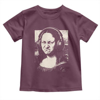 Funny Mona Lisa Wearing Headphones Bass Face Meme Toddler T Shirt Funny Classical Fine Art Parody Music Producer Graphic
