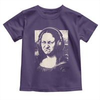 Funny Mona Lisa Wearing Headphones Bass Face Meme Toddler T Shirt Funny Classical Fine Art Parody Music Producer Graphic