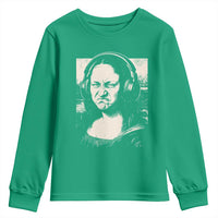 Funny Mona Lisa Wearing Headphones Bass Face Meme Youth Sweatshirt Funny Classical Fine Art Parody Music Producer Graphic