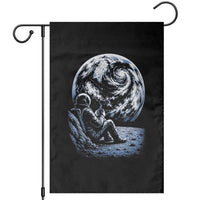 Astronaut Drinking Coffee On The Moon Graphic Garden Flag Vintage Sci Fi Earth Horizon Space Explorer