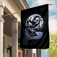 Astronaut Drinking Coffee On The Moon Graphic Garden Flag Vintage Sci Fi Earth Horizon Space Explorer