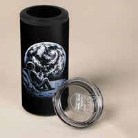 Astronaut Drinking Coffee On The Moon Graphic 4 in 1 Can Cooler Tumbler Vintage Sci Fi Earth Horizon Space Explorer