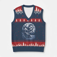 Astronaut Drinking Coffee On The Moon Graphic V-Neck Knit Sweater Vest Vintage Sci Fi Earth Horizon Space Explorer