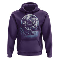 Astronaut Drinking Coffee On The Moon Graphic Hoodie Vintage Sci Fi Earth Horizon Space Explorer